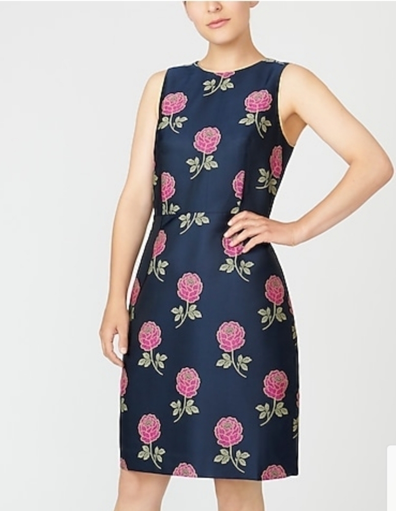 𝅺J Crew Sheath Dress in Floral Jacquard